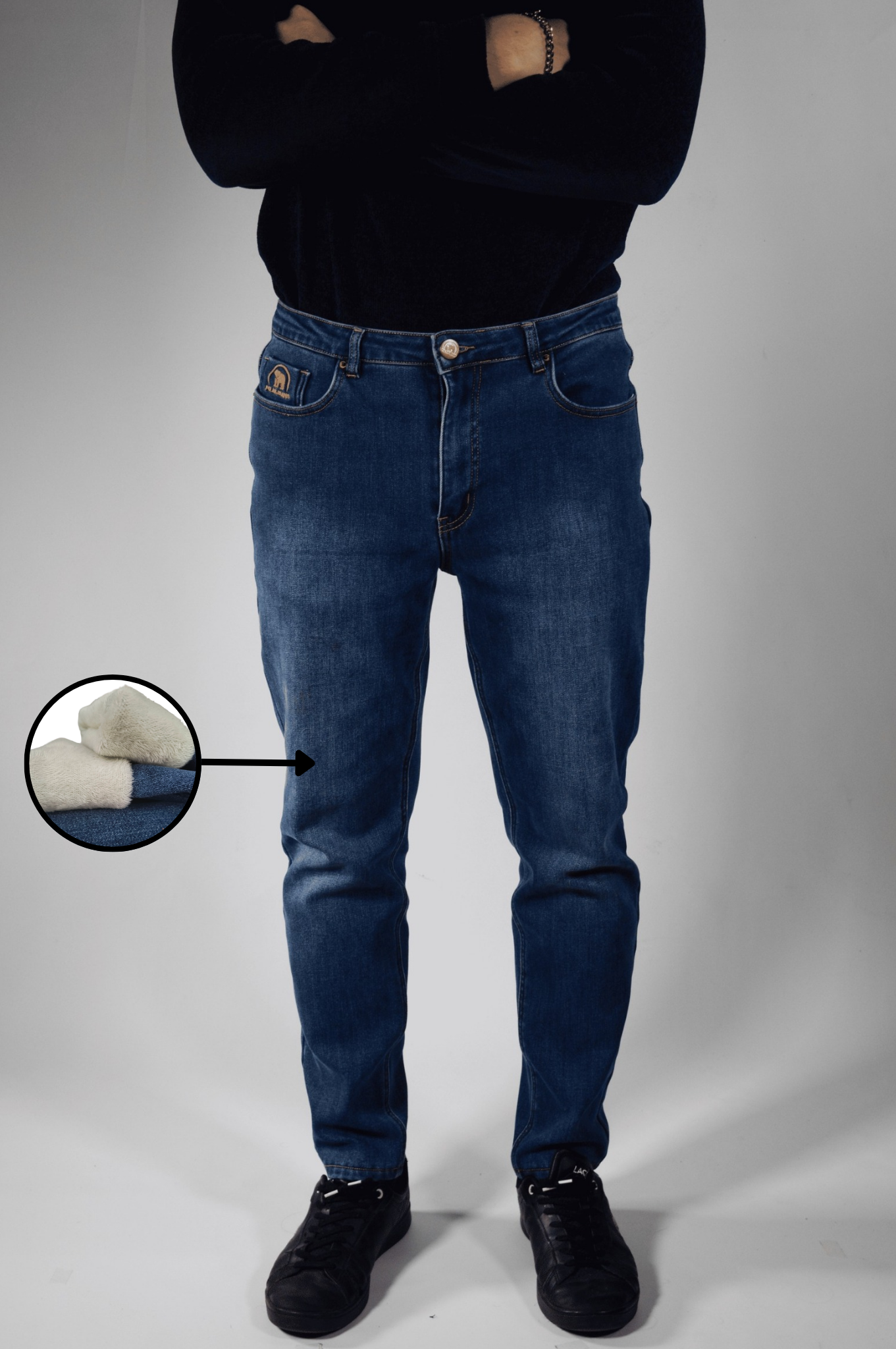 Slim | Pantalón Vaquero Térmico Forro Polar - Hombre | Azul Oscuro