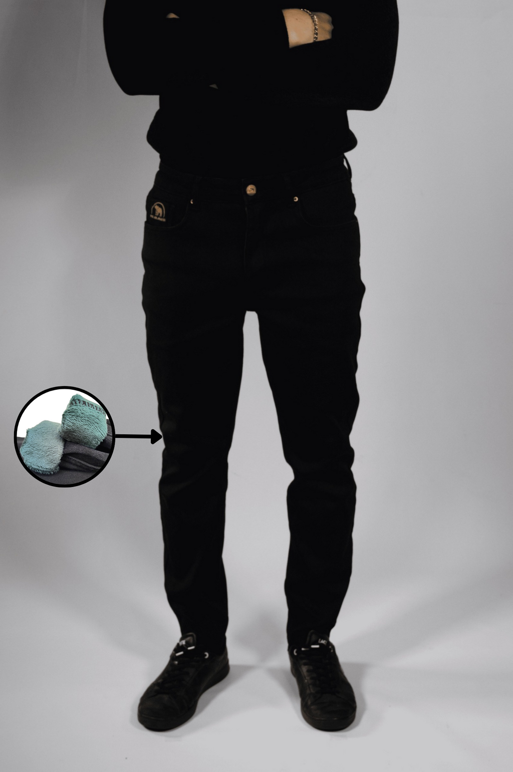 Slim | Pantalón Vaquero Térmico Forro Polar - Hombre | Negro