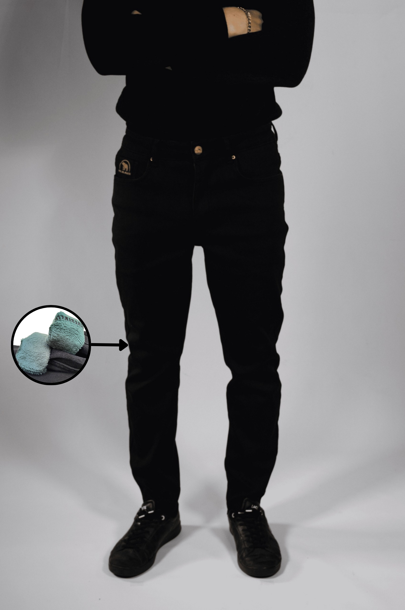 Slim | Pantalón Vaquero Térmico Forro Polar - Hombre | Negro