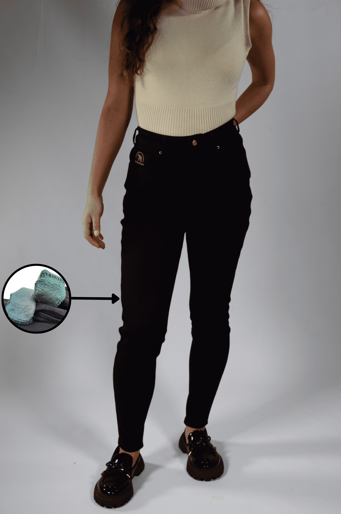 Skinny | Pantalón Vaquero Térmico Forro Polar - Mujer | Negro