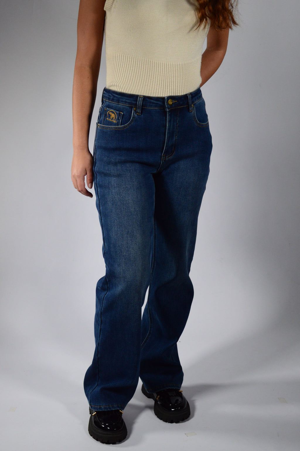 Bootcut | Pantalón Vaquero Térmico Forro Polar - Mujer | Azul Oscuro Mi tienda