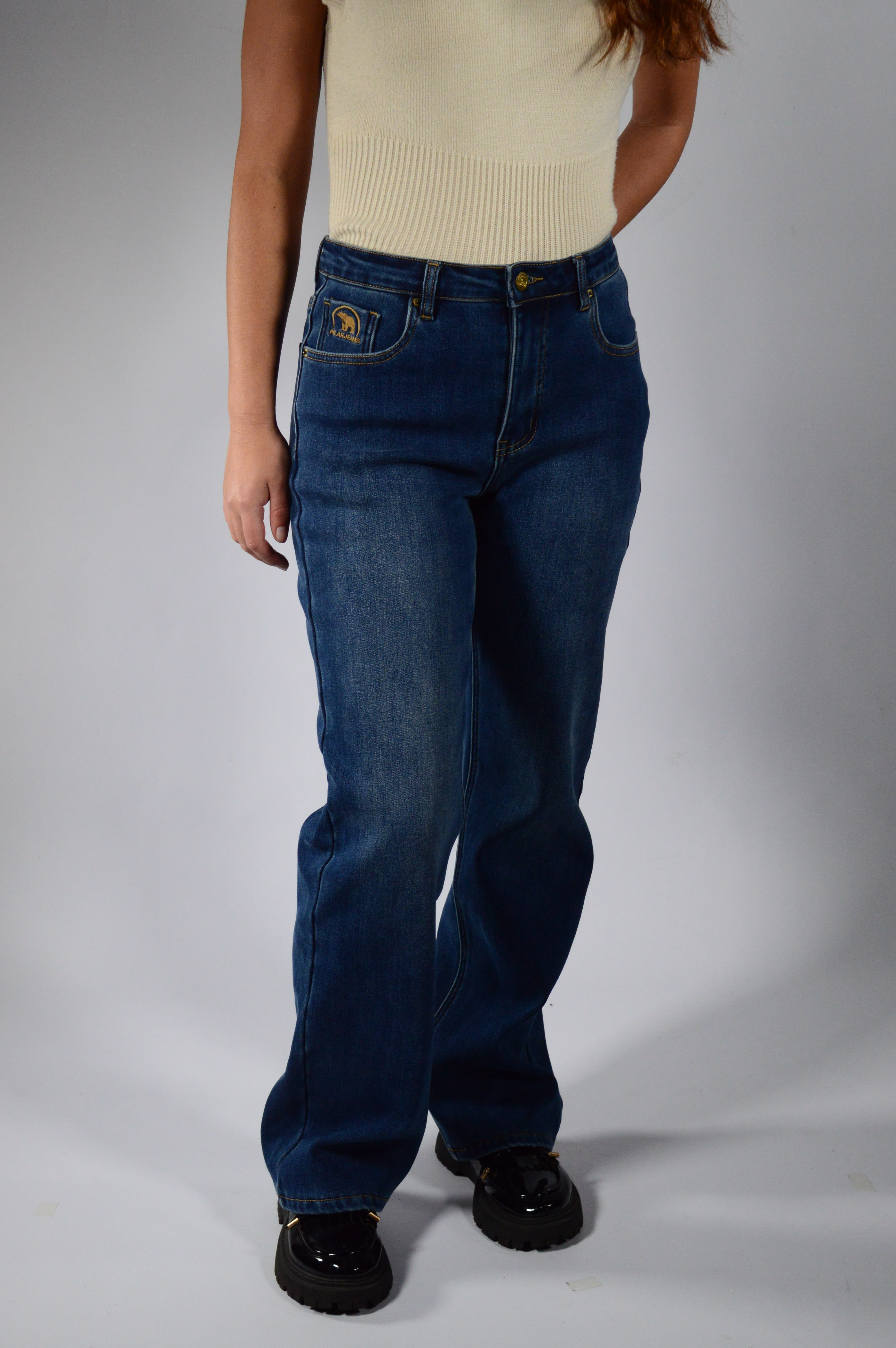 Bootcut | Pantalón Vaquero Térmico Forro Polar - Mujer | Azul Oscuro Mi tienda