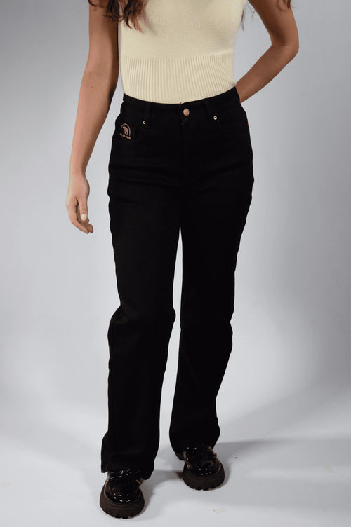 Bootcut | Pantalón Vaquero Térmico Forro Polar - Mujer | Negro Mi tienda