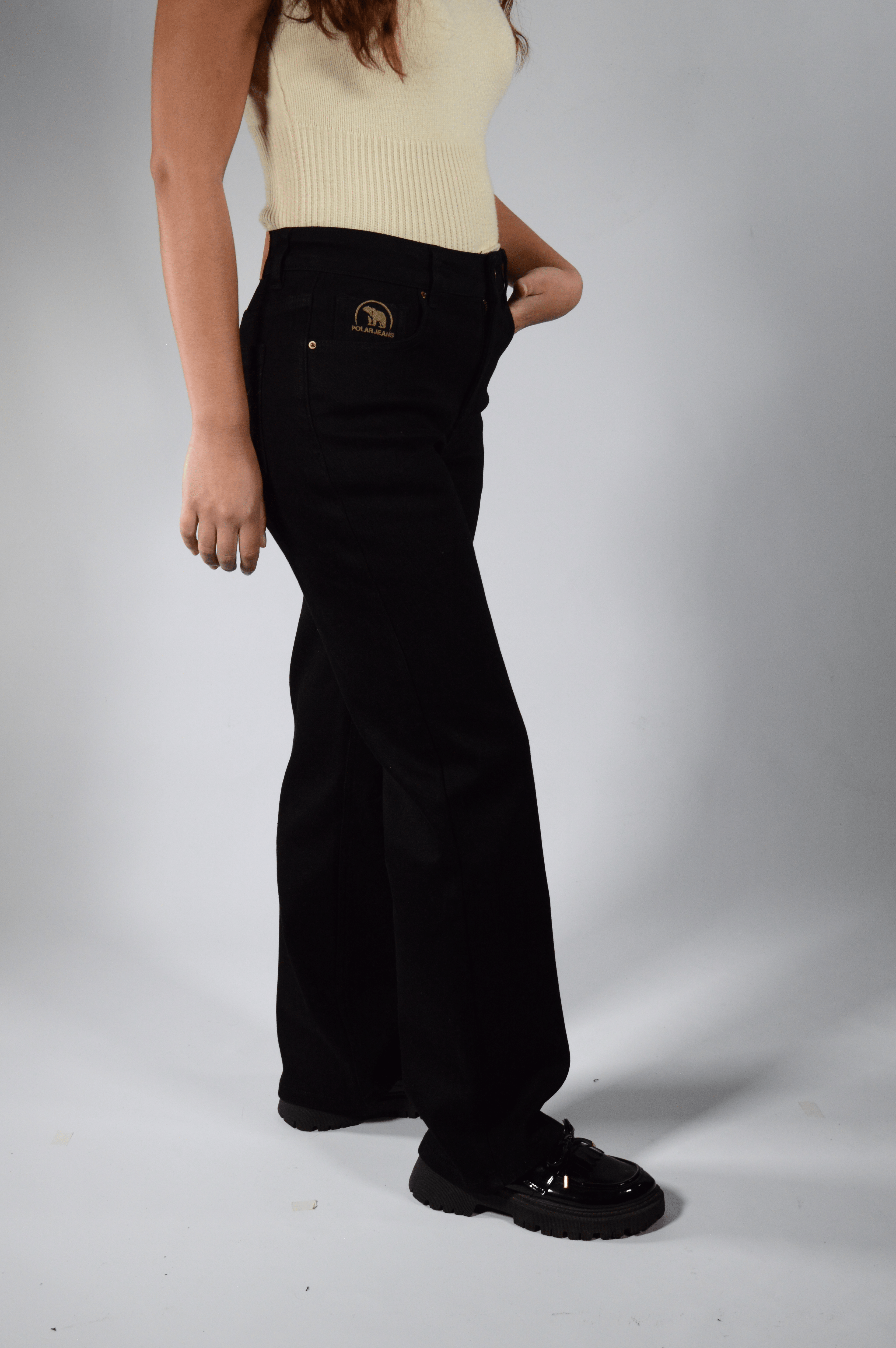 Bootcut | Pantalón Vaquero Térmico Forro Polar - Mujer | Negro Mi tienda