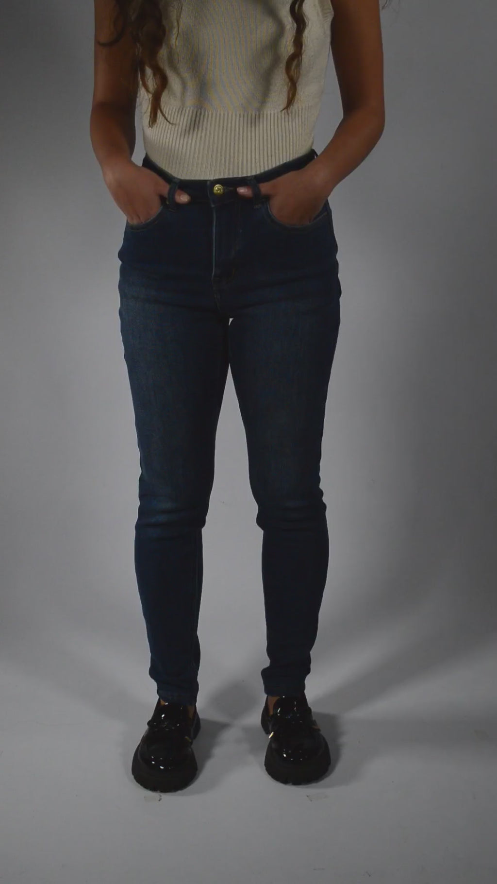 Skinny | Pantalón Vaquero Térmico Forro Polar - Mujer | Azul Oscuro