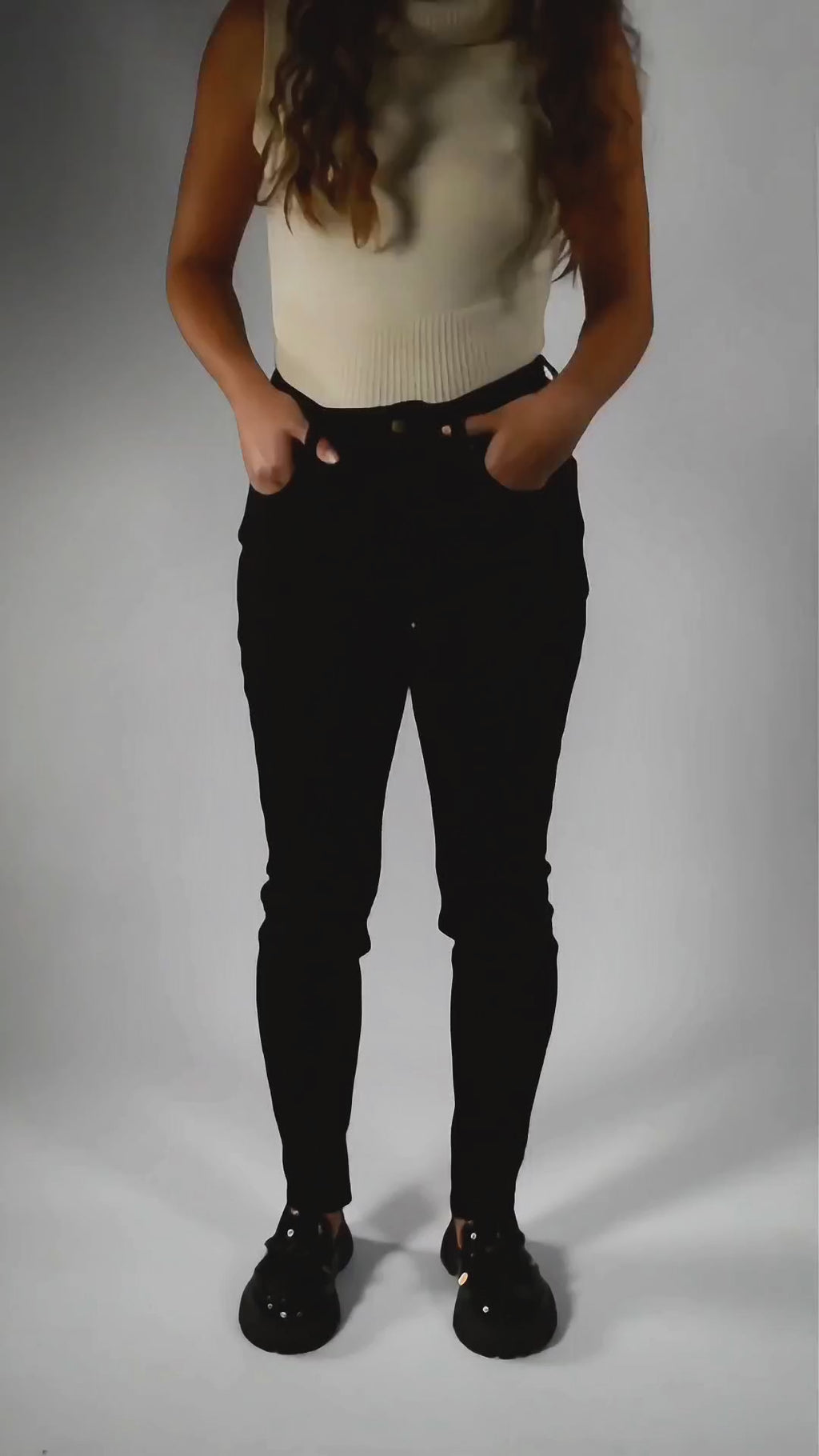 Skinny | Pantalón Vaquero Térmico Forro Polar - Mujer | Negro